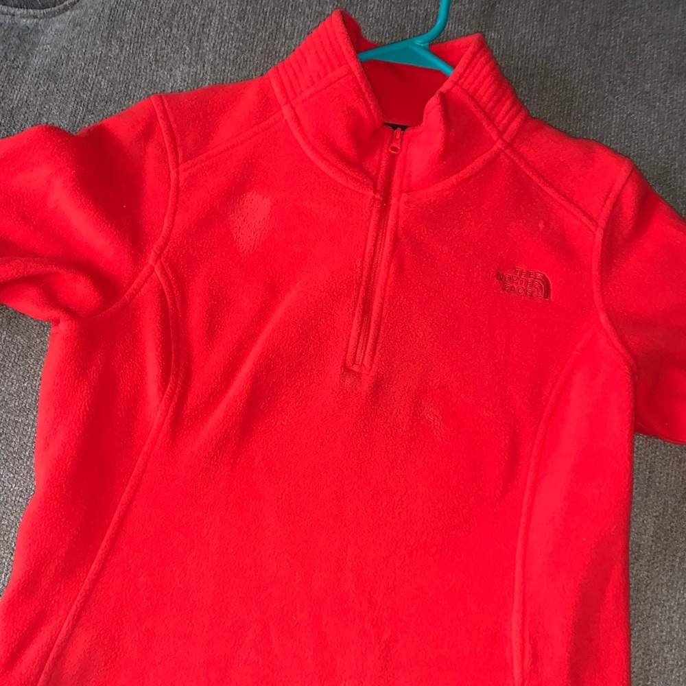 Reddish orange The North Face quarter zip jacket